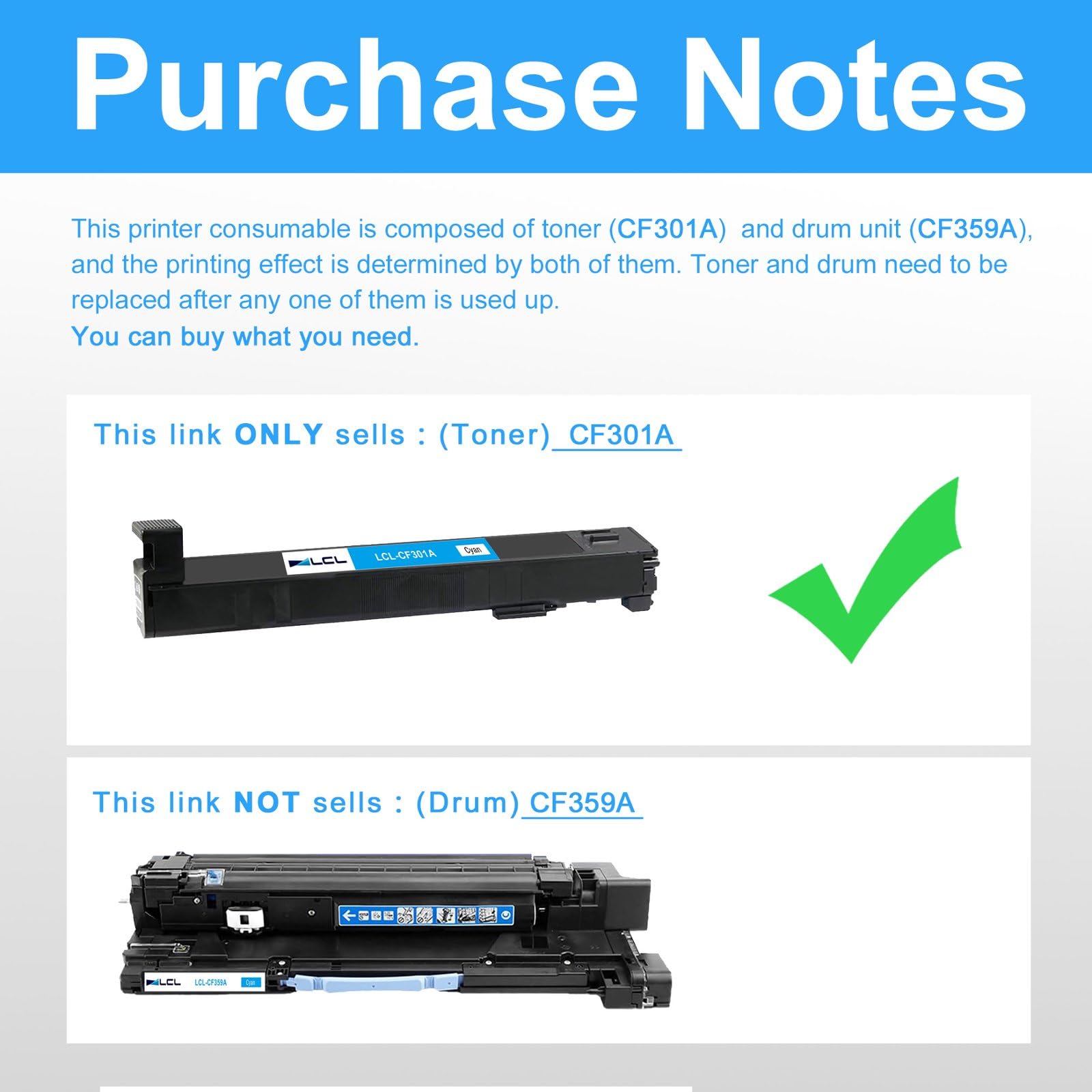 LCL CF301A Cyjan kaseta z tonerem kompatybilna z HP 827A CF301A Zamiennik do HP Color LaserJet Enterprise Flow MFP M880z M880z+ M880z+NFC Managed Flow M880zm (1 szt.)