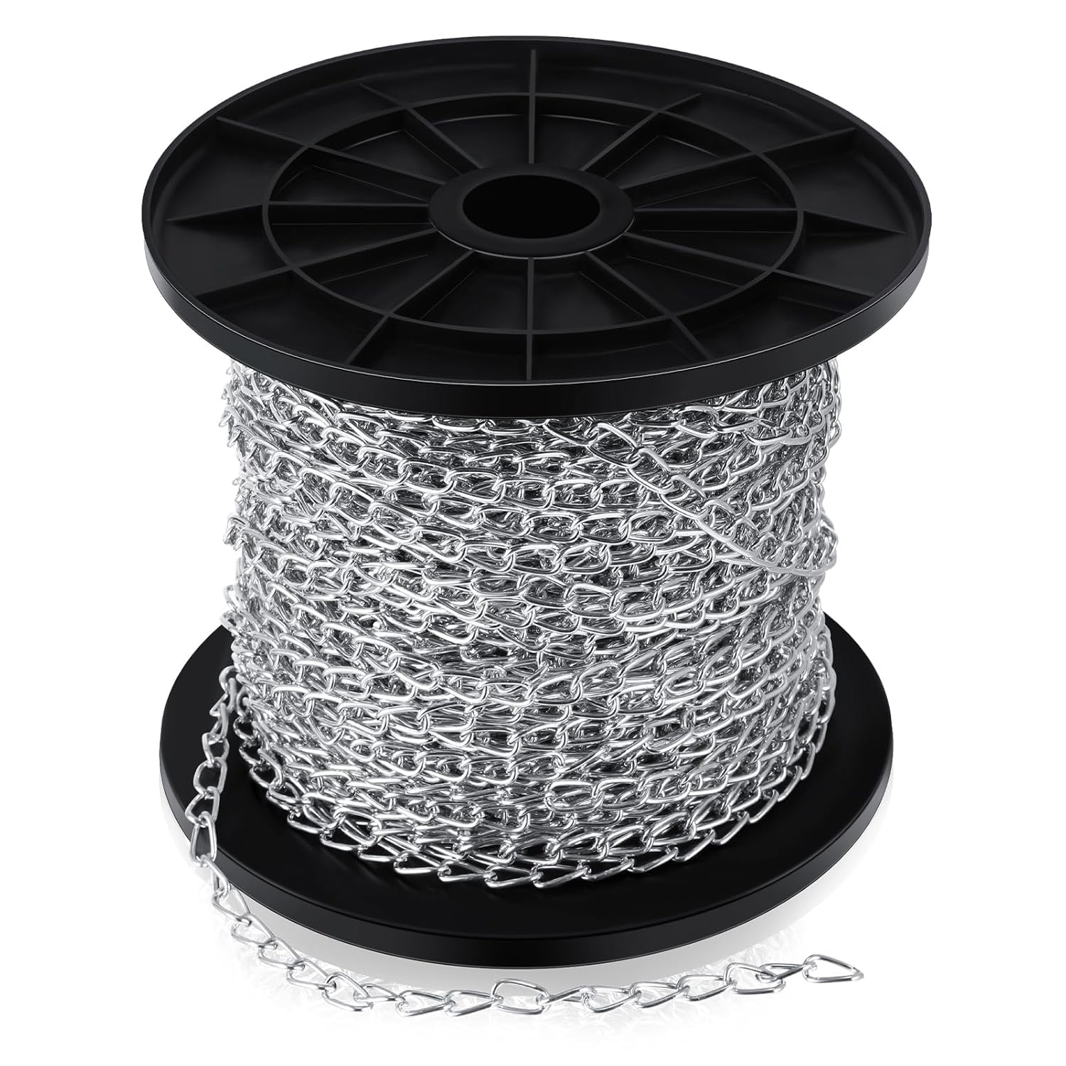 Galvanized Steel Hanging Jack Chain, 30 ft Roll, Silver Metal Link Chain for Light Fixture, Bird Feeders, Overhead Lights, Artworks, Flowerpots, 1.3mm (Silver, 30ft)-image-29