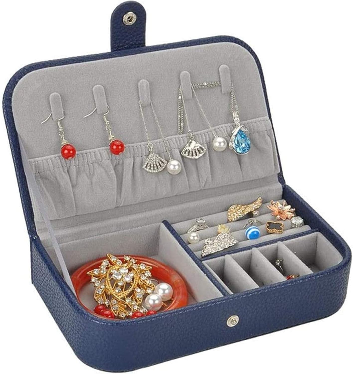 Jewelry Storage Box Jewelry Box Organizer Showcase Lock Locker Exquisite Leather Jewelry Box Handmade Travel Storage Box Rack Safe and Strong/Red image 2