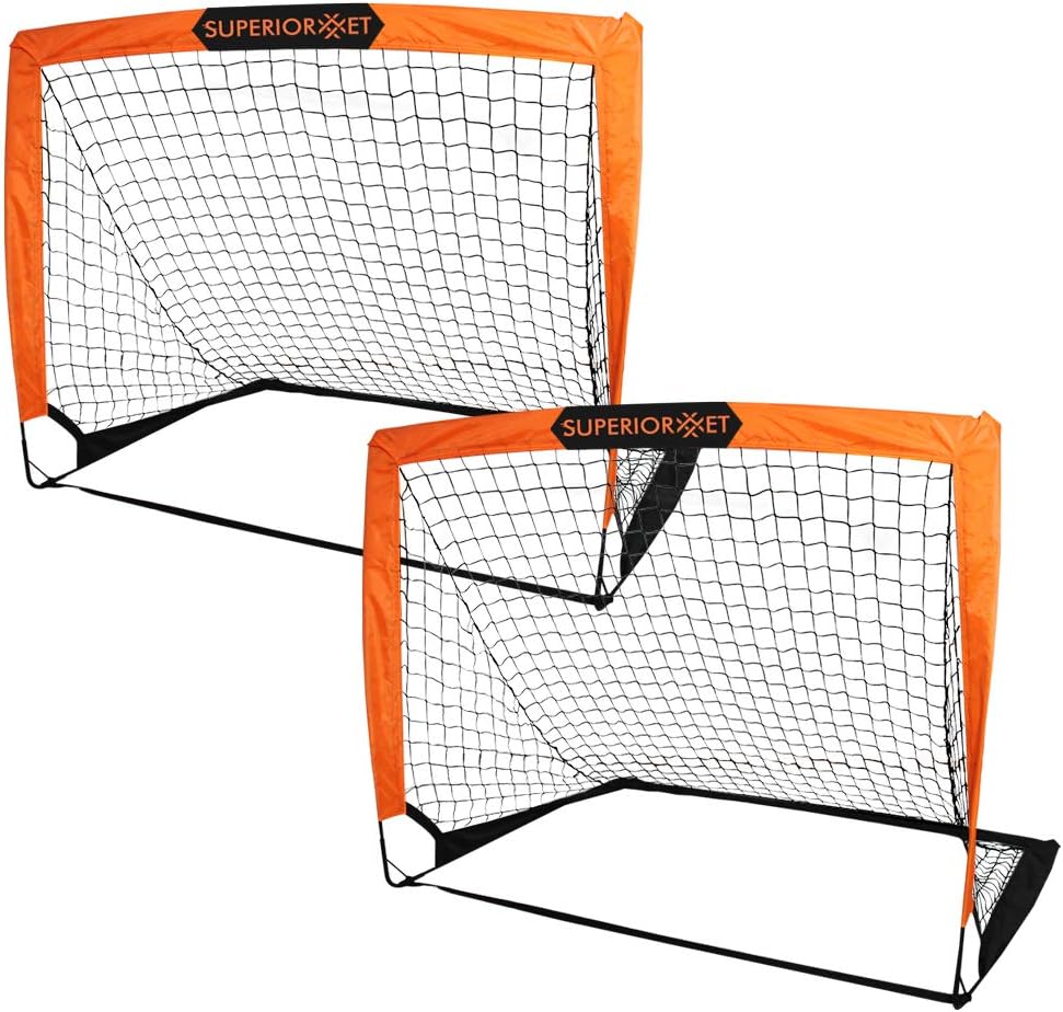 Superiornet Portable Training Goals，4‘x3’ Pop Up Soccer Net for Kids Backyard，Set of 2 with Carry Bag (Green) : Sports & Outdoors