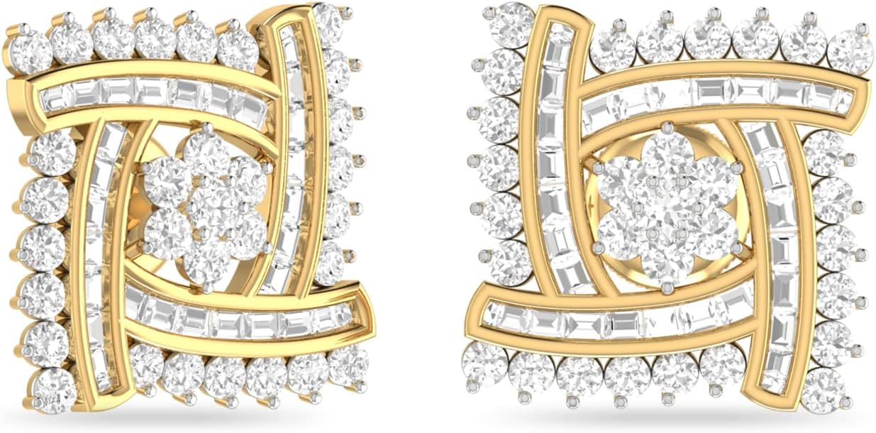 PC Jeweller The Damina 14k (585) Yellow Gold and Diamond Earrings for Her