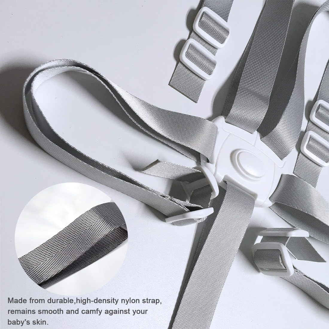 USTNIR 1Pcs Cinture Universali per Seggiolone Cinghie per Seggiolone a 5 Punti, Regolabile Cintura di Sicurezza per Bambini per Seggiolino Cinghie Passeggini per Bambini