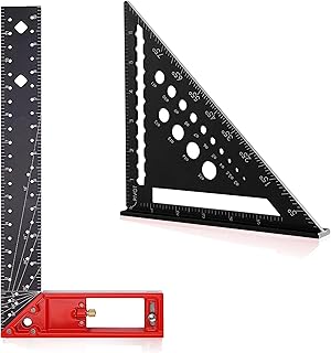 Rafter Square and Framing Square Tool Set, 7 in Aluminum Alloy Multifunctional Speed Square and 12 in Precision Combination Square Construction Square, Woodworking Construction Square Tool