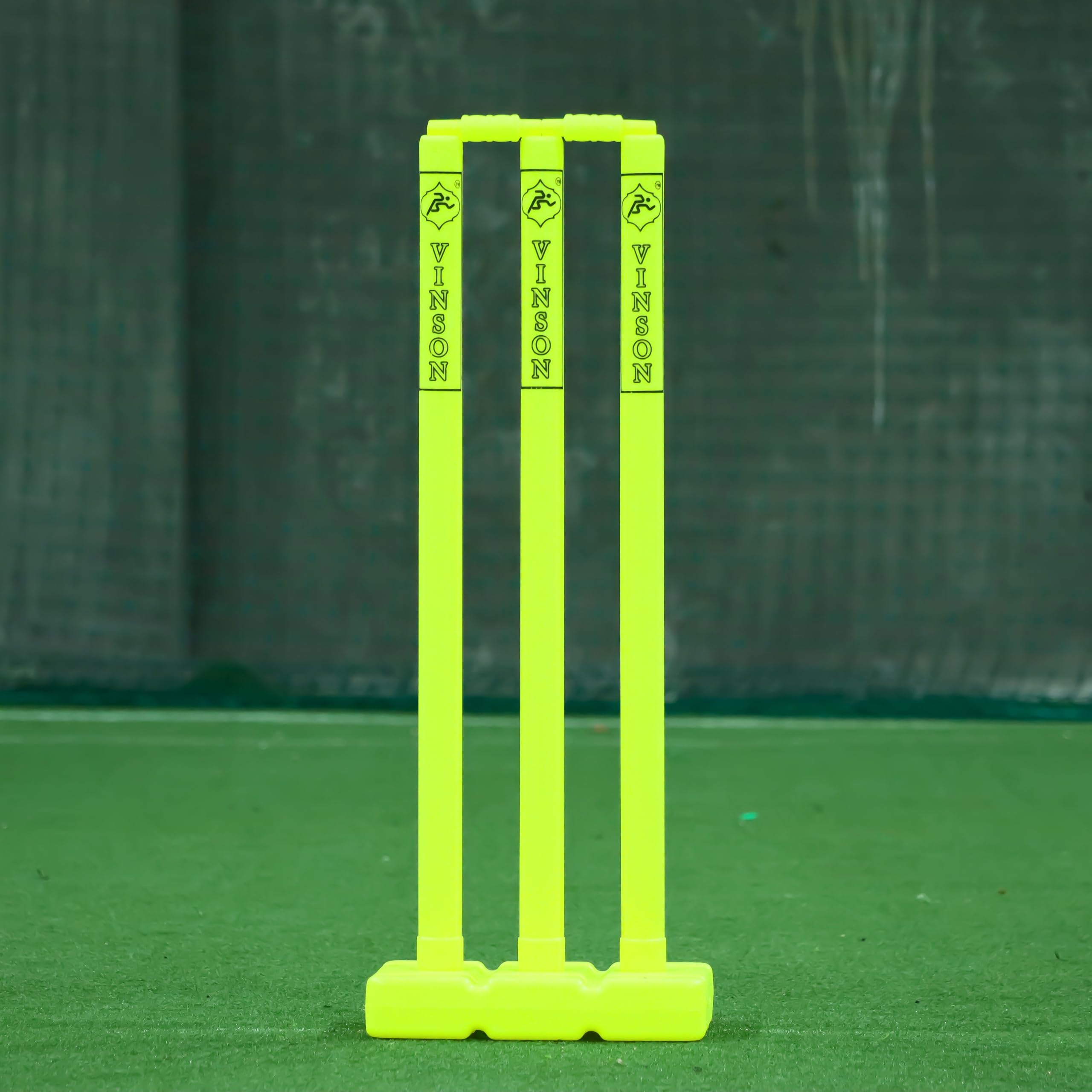 Vinson Senior Heavy Duty Cricket Stumps Set with Zipper Carry Bag for Kids & Adults, Color - Lemon Yellow, Weight - 750 gm, No Water/Mud Needed to Increase The Weight of The Base. 3