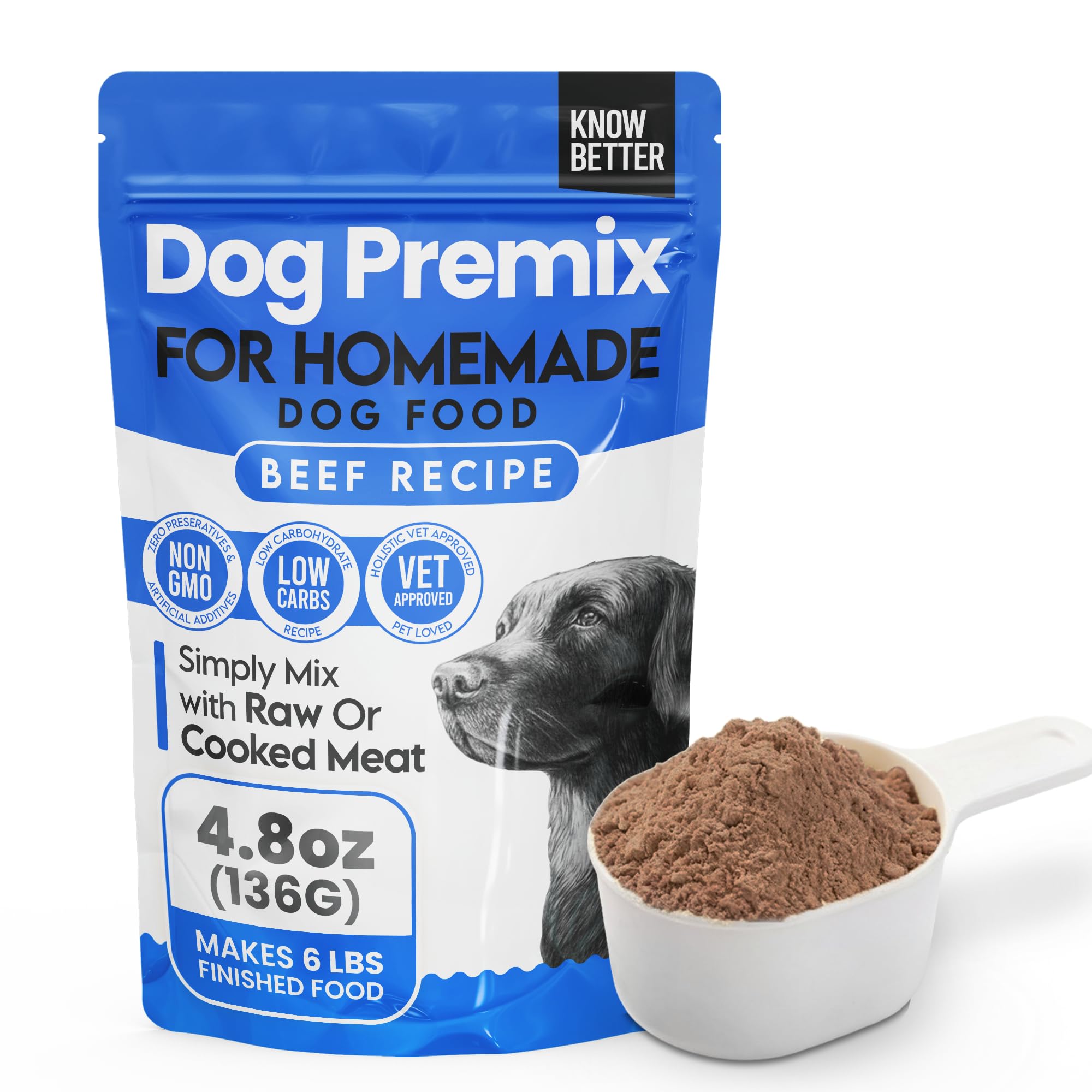 Know Better Beef Recipe Premix for Raw Or Cooked Dog Food - Complete Raw or H...
