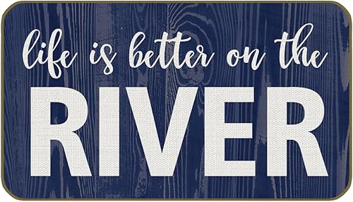 UINHMOP Felpudo decorativo de 17 x 30 pulgadas, Life is Better On The River, divertido tapete de suelo de río, decoración de casa de campo para el