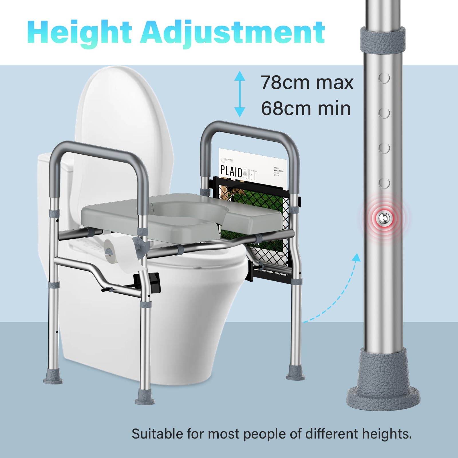 TODO Toilettensitzerhöhung für Senioren mit verstellbarer Höhe und Breite, Erhöhter Toilettensitz mit Griffen, WC Sitzerhöhung für Behinderte und Schwangere, Passend für jede Toilette