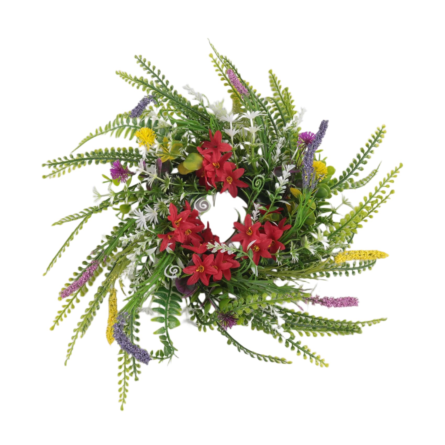 qimoi Spring Wreaths for Front Door Outside Welcome Summer Flowers Weatherproof Greenery All Seasons Round Wreath