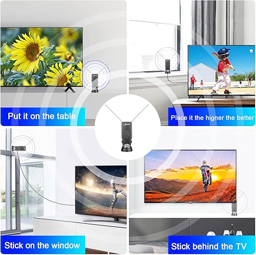 Miniatura 6 de Antena de orejas de conejo Recepción de largo alcance con amplificador Antena de TV para Smart TV Interior, Antena HD para TV Interior 4k, Antena