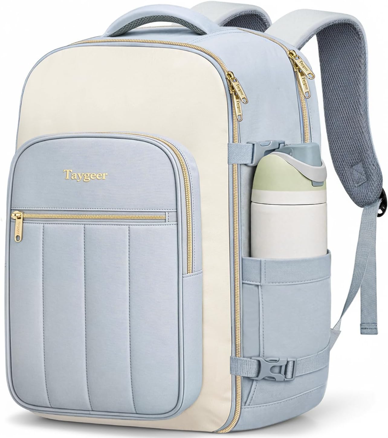 Taygeer Quilted 40L Travel Backpack with Connected Compartments, Underseat Puffer Luggage Backpack with 3 Packing Cubes, TSA Flight Approved Travel Carry on Bag Fits 17.3 inch Laptop for Women, Blue