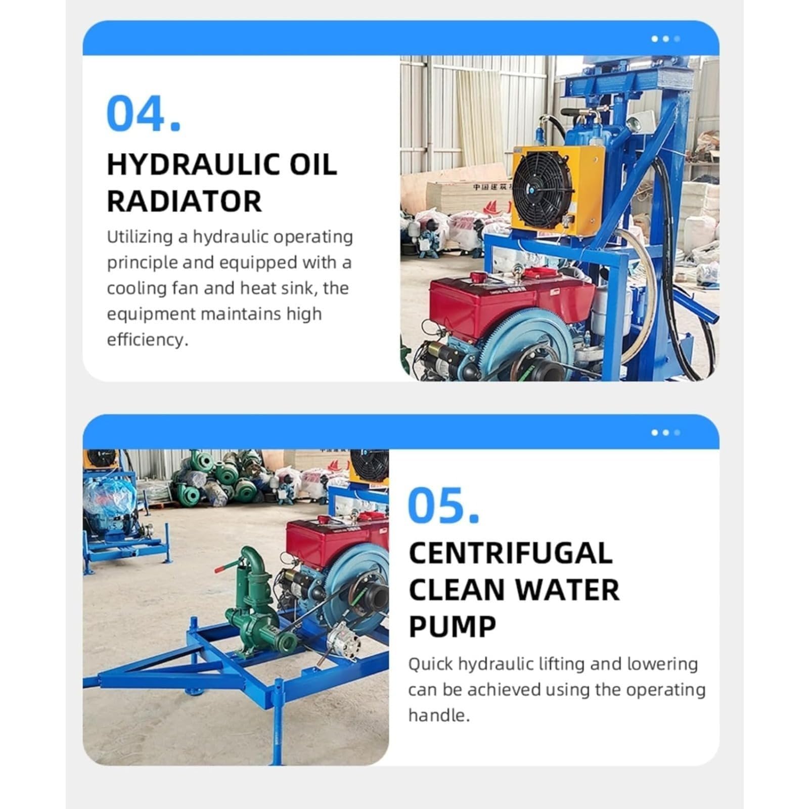 Perceuse de puits d'eau, plate-forme de forage de puits d'eau hydraulique avec équipement de forage portable, forage de puits profond pour les eaux souterraines, l'irrigation agricole et les projets