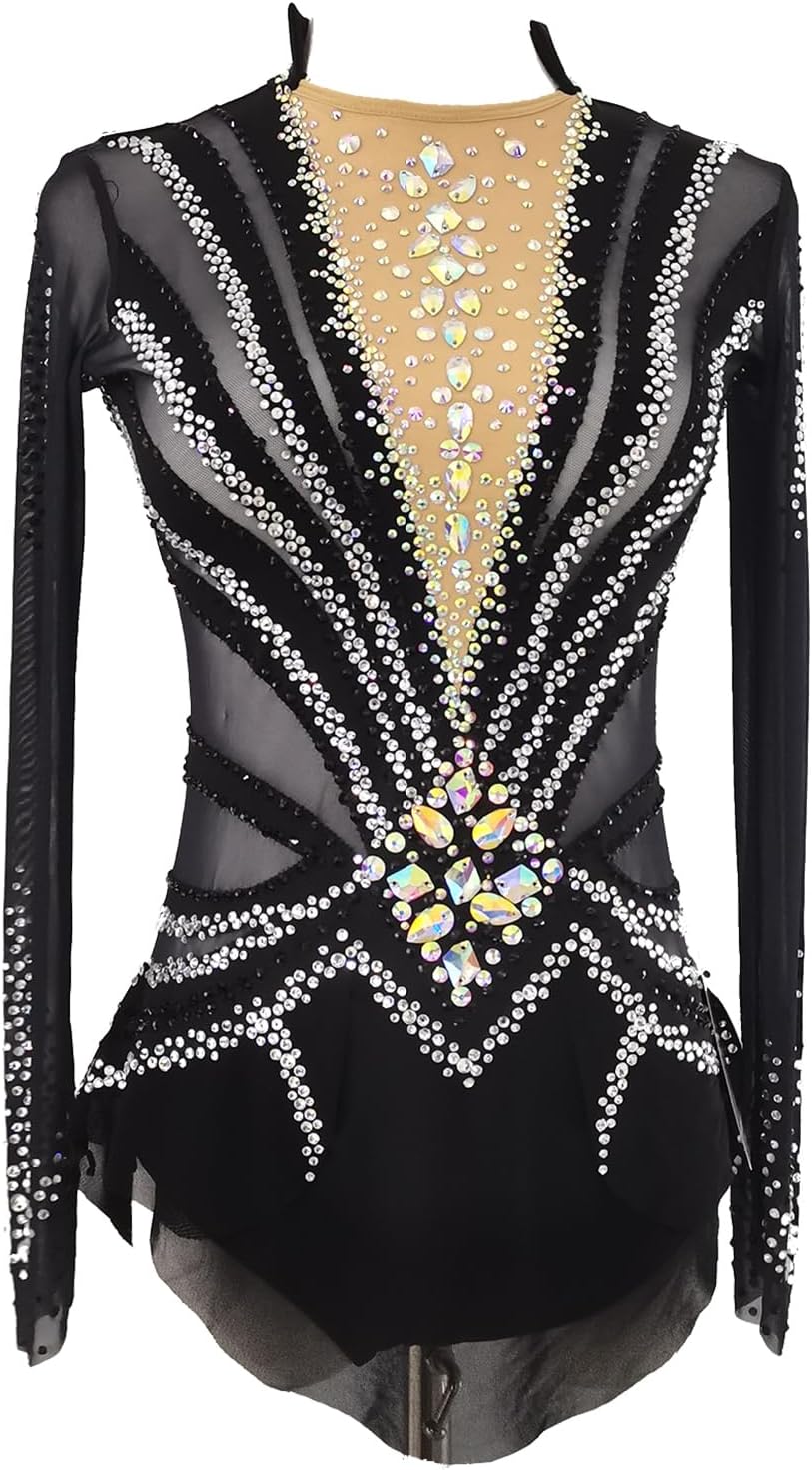 Girl's Black Artistic Gymnastics Uniform Customized Clothing for Adult and Children's Competition Performances
