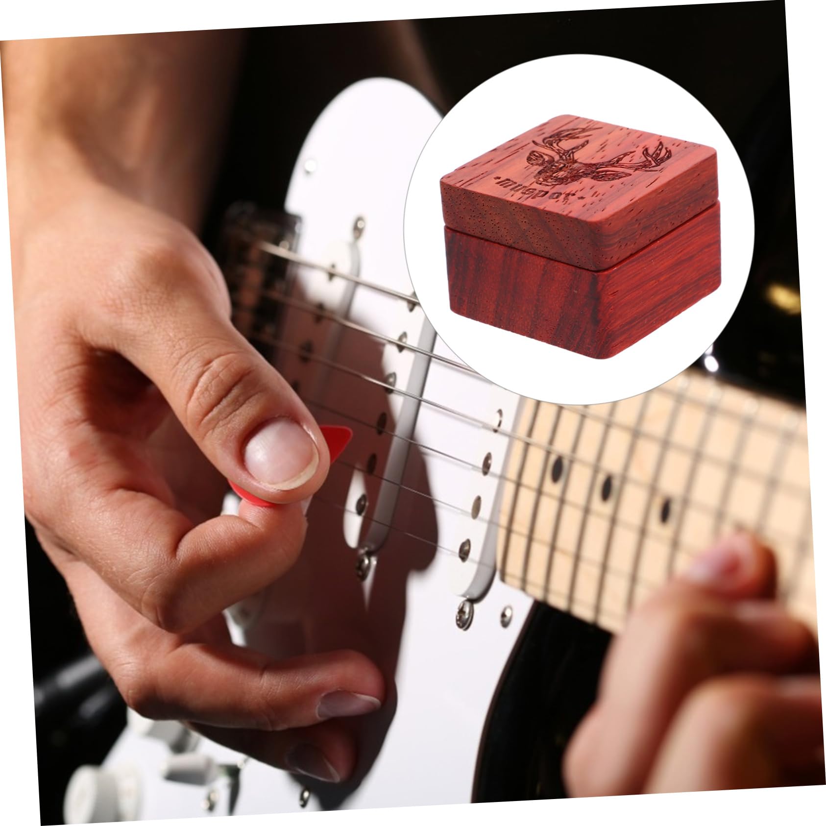KESYOO Wooden Guitar Plectrum Storage Box Multipurpose Ukulele Pick Holder for Acoustic Electric Guitars Organizer for Music Lovers present for Concerts Travel