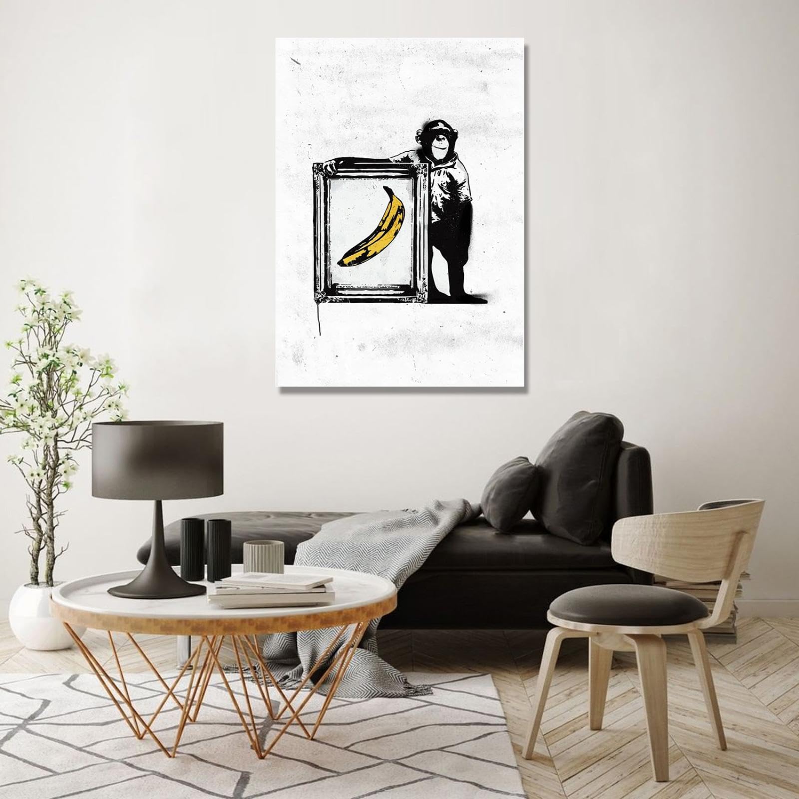 Banksy モンキーとバナナ Banksy style Monkey with Banana Gun Pop Art Poster A3 CANVAS PRINT