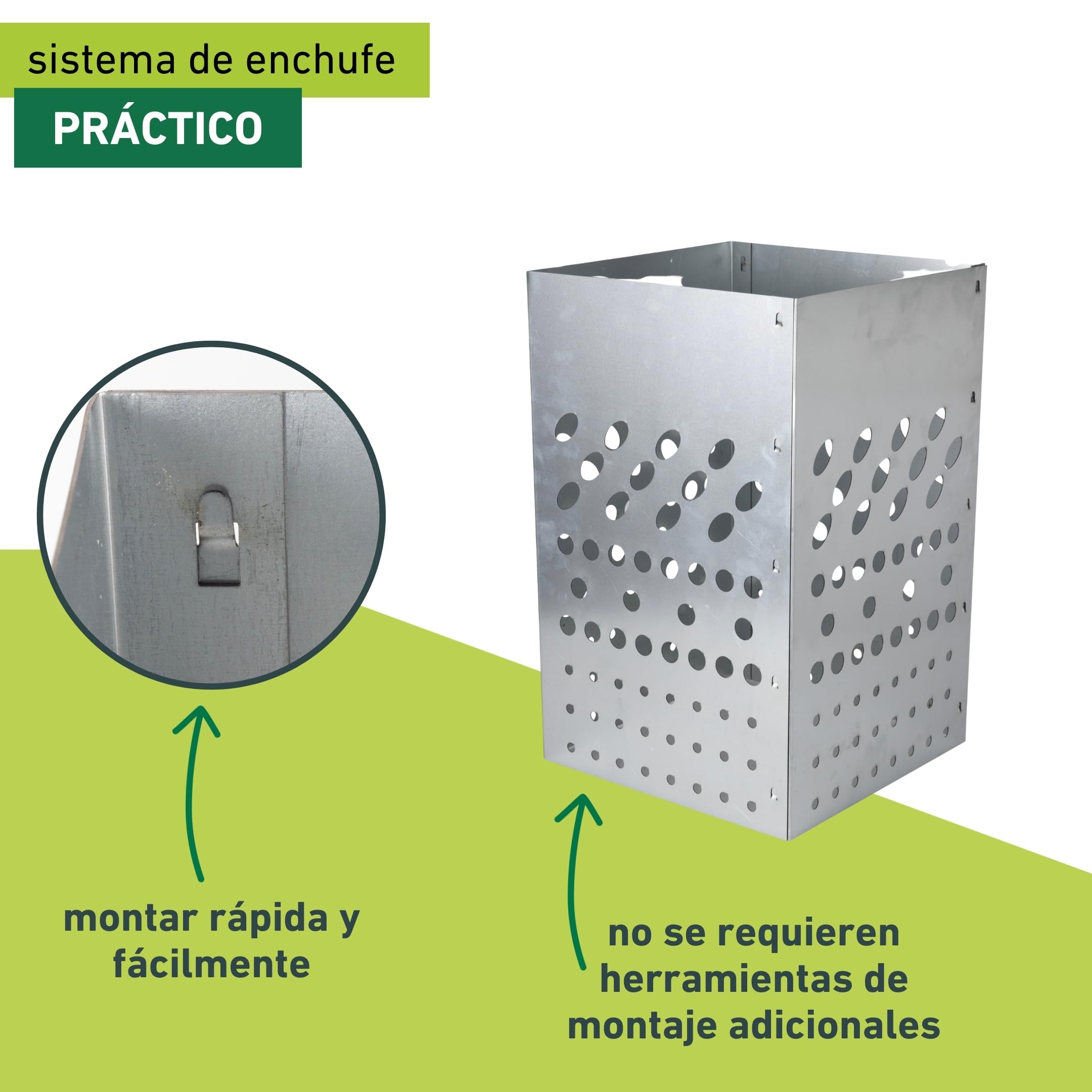 Windhager Compostador para lechos elevados, 30 x 30 x 48 cm, Acero galvanizado en Caliente, lombricompostador, compostador para lechos enterrados, Resistente a la Intemperie y Duradero, Plata