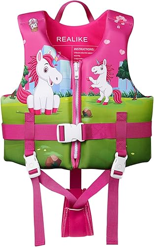 REALIKE Chaleco de natación para niños pequeños, correa de seguridad ajustable, ayuda para nadar para niños pequeños, traje de baño flotante,