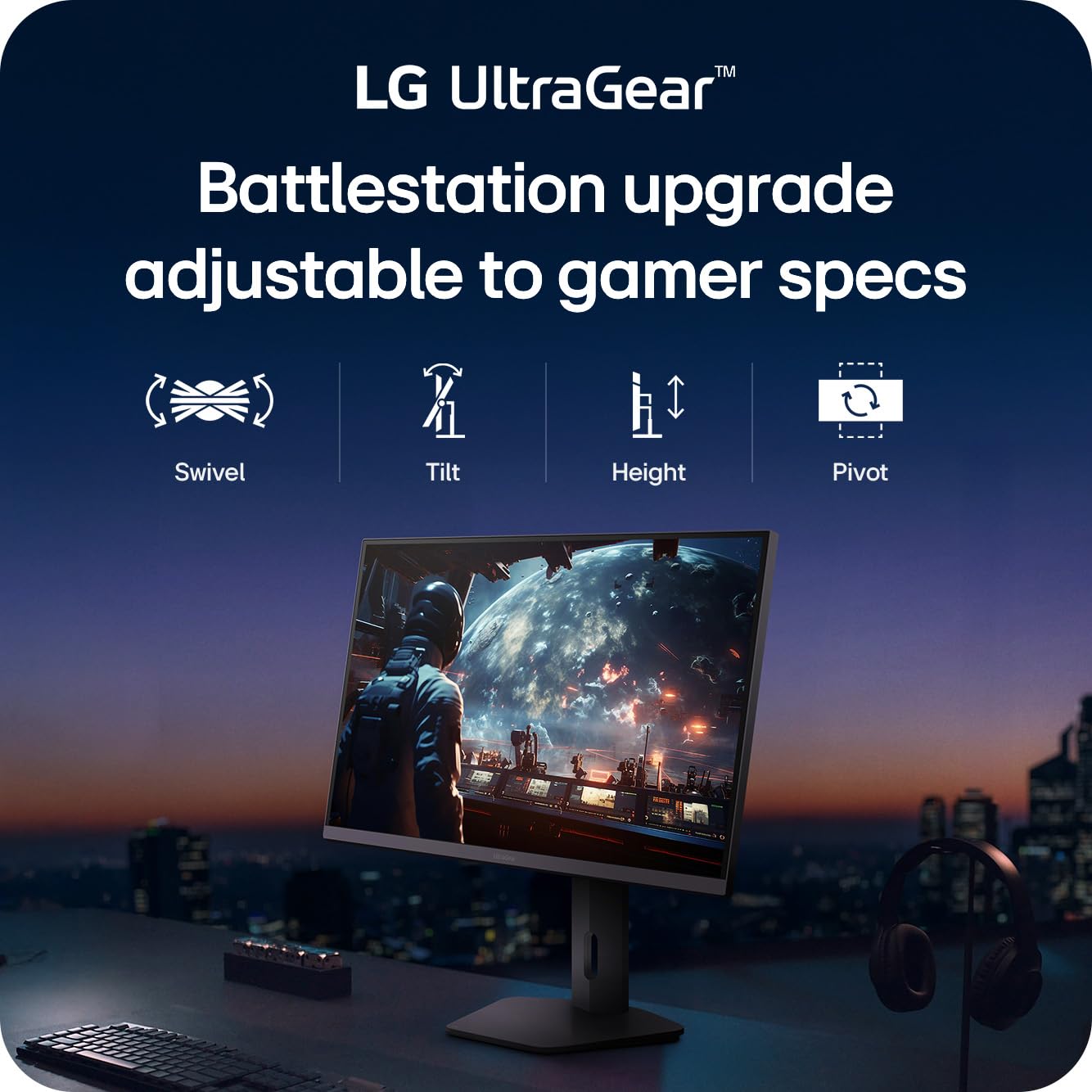 LG 27G610A-B Ultragear QHD Monitor IPS para Juegos de 27 Pulgadas (2560 x 1440), 200Hz, 1 ms, AMD FreeSync Premium, VESA DisplayHDR 400, HDMI, DisplayPort, inclinación/Altura/Giratorio/Soporte