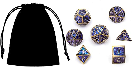 Miniatura 7 de Juego de dados de metal D&D Dragón y mazmorra de metal poliédrico, estilo punk, juego de rol RPG Explorer, MTG Pioneer Game DND, juego de dados (7