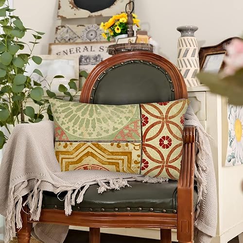 Miniatura 2 de Aremetop Fundas de almohada marroquíes con diseño de mandala, bohemio, floral, decoración del hogar, 12 x 20 pulgadas, funda de almohada oblonga con