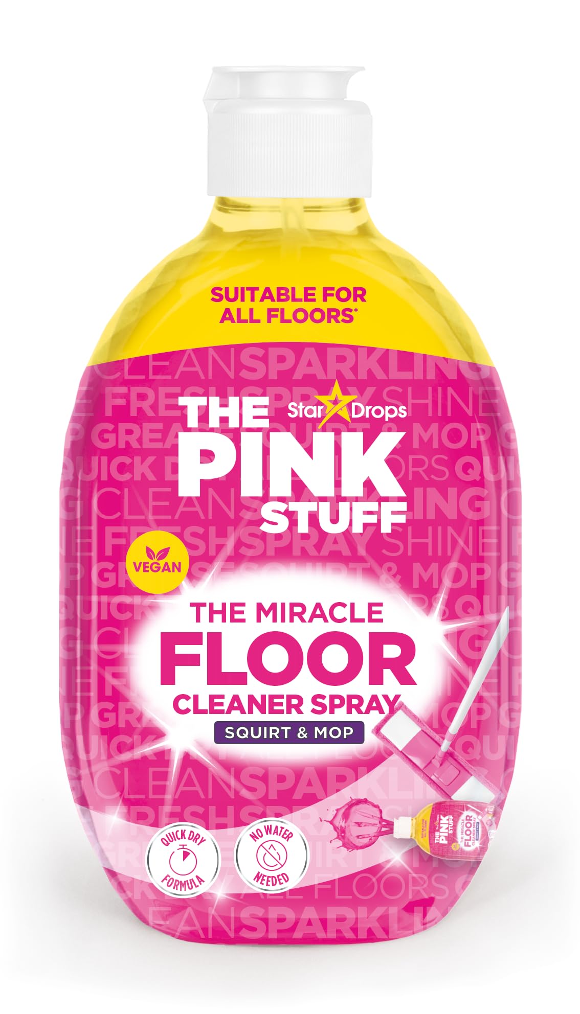 The Pink Stuff Miracle Floor Cleaner Spray - Squirt & Mop Formula for Sparkling Clean Floors - Fast Drying, Streak-Free Finish, Fresh Fragrance, Vegan Friendly, Cruelty Free - 500ml