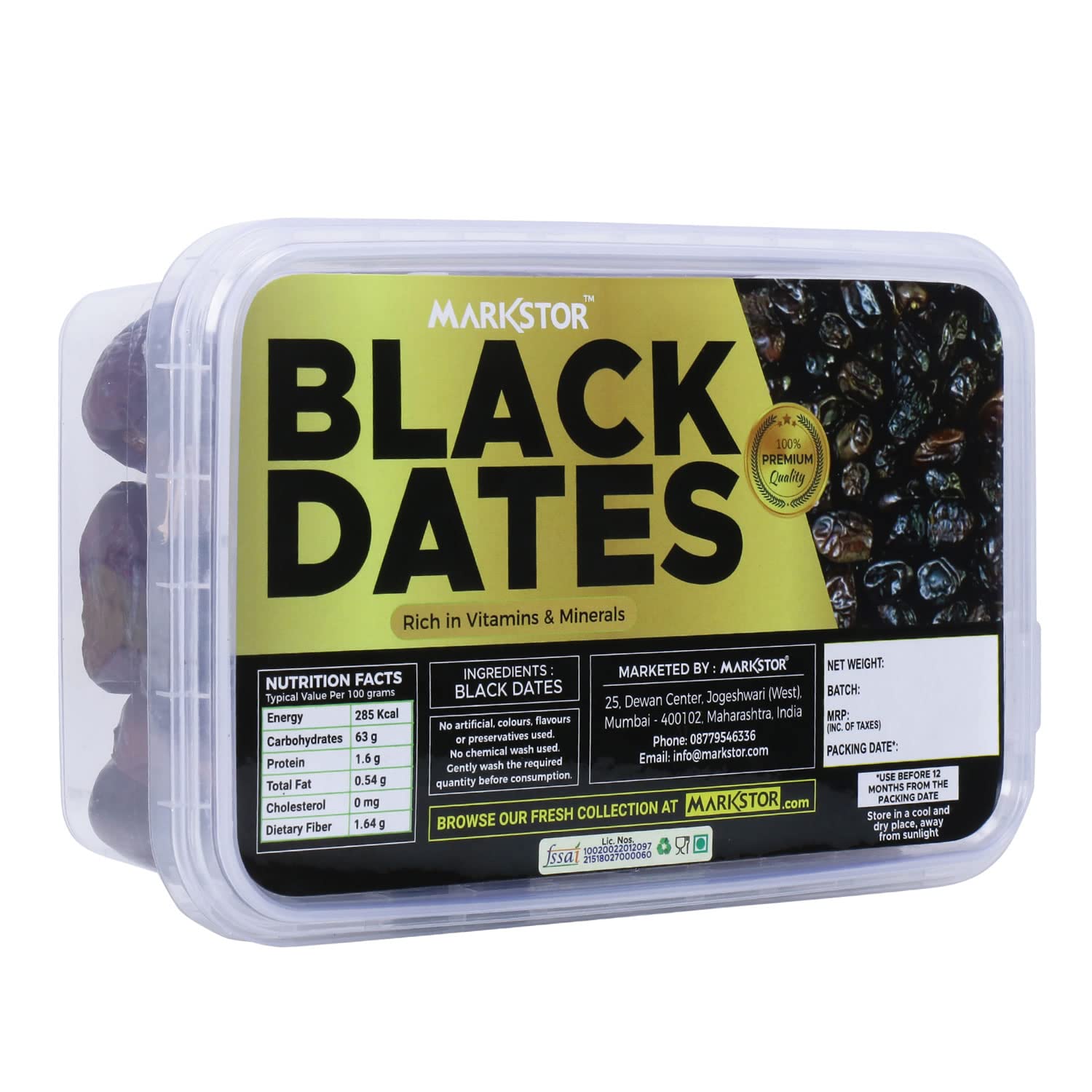 Markstor Black Dates - 400 grams - Premium Selection - Fresh Imported Dates - Rich in Vitamins and Minerals