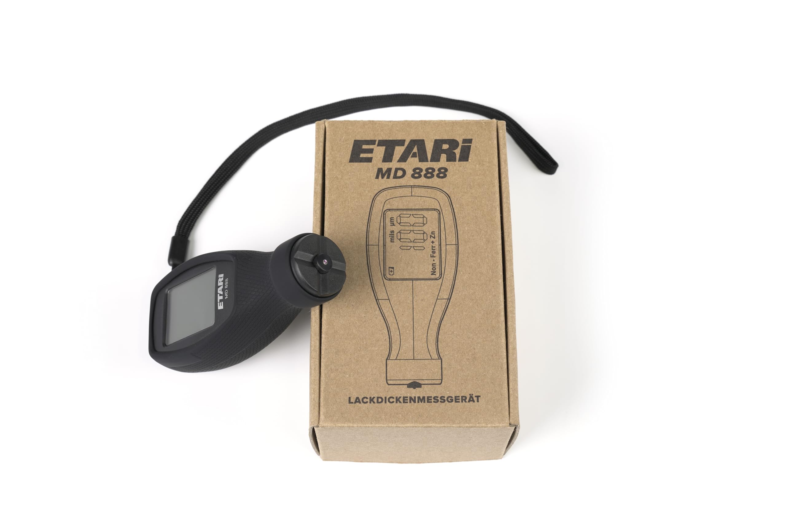 ETARI® MD 888 - Misuratore di vernice per uso professionale con sensore in rubino resistente all'usura, rileva parti zincate e mastice magnetico metallico