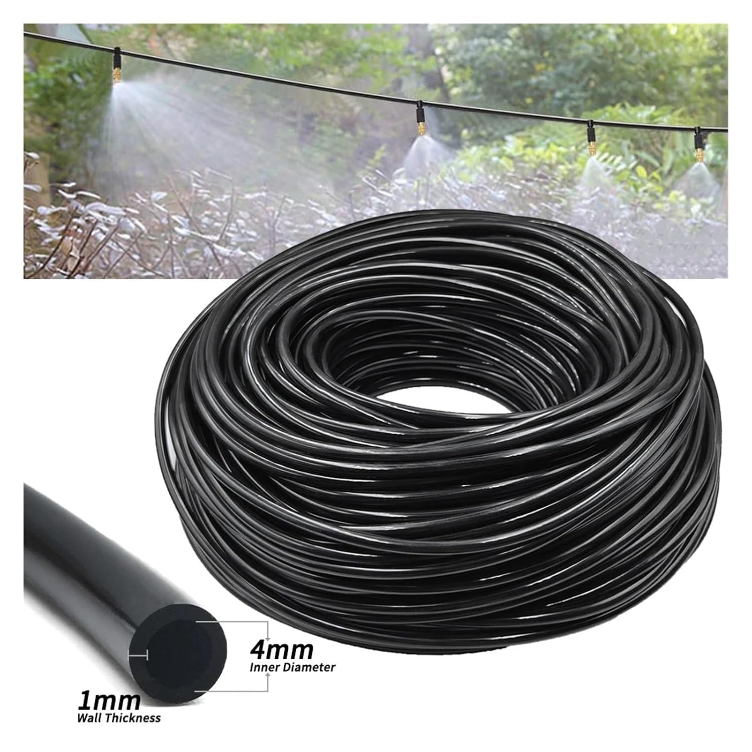 Brumisateur Terrasse Tuyau Brumisateur Terrasse Exterieur Kit Brumisateurs Terrasses Système de Brumisation Kit De Tuyau Brumisateurs Par Brume pour Parasol Pergola Jardin Piscineb (25M)