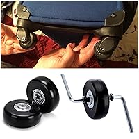 Vista 8 de OwnMy Juego de 4 ruedas de equipaje de 45mm x 18mm de repuesto, ruedas de maleta silenciosas de repuesto con tornillos negros, ejes, rodamientos