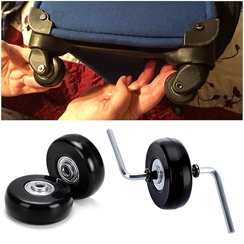 Vista 34 de OwnMy Juego de 4 ruedas de repuesto para maleta silenciosa de 1.575 in x 0.669 in, con rodamientos de ejes de tornillos negros, kit de rueda