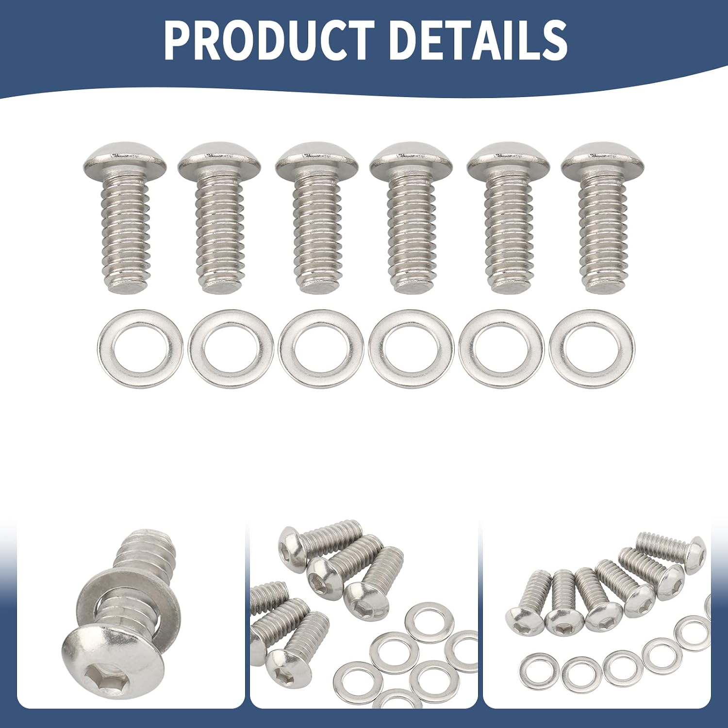 6 Pcs Derby Cover Screws Engine Caps Bolts Kit Stainless Steel for Harley 2004-2022 Sportster 883 XL XR 1999-Later Touring Road Glide Street Glide Road King Electra Glide Trike Dyna Softail (Silver)
