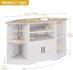 DWVO Farmhouse Corner TV Stand for Living Room, TV Stand for 55 Inch TV, Entertainment Center with Storage and Power Outlet, TV Console Cabinet, Grey Wash & Grey White