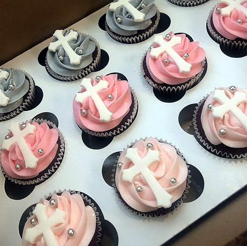 Miniatura 7 de JeVenis 2 piezas de decoración de cupcakes de cruz de gran tamaño – molde para pastel de bautismo y pastel para baby shower y fiesta de boda