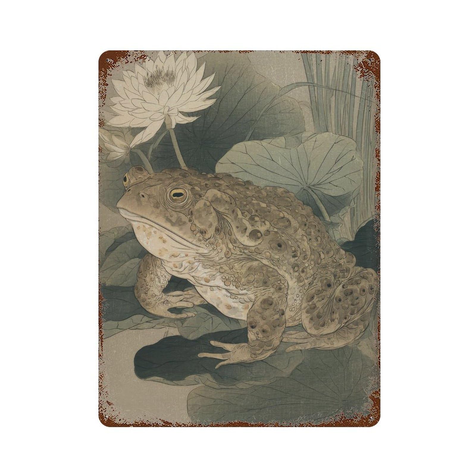xiaoxiaoshen Japanese Toad Japan Oriental Traditional Woodblock Style. Zen Nature Home Decor Wall Decor Art Metal Tin Poster Modern Home Decor Art Home Bar Shop Decorations Vintage Sign 40x30cm
