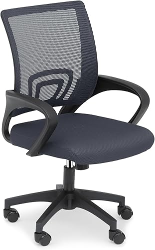 Miniatura 21 de Athena Collection Silla de oficina para computadora, silla de escritorio ergonómica con ruedas rodantes, soporte de espalda de malla y altura Negro