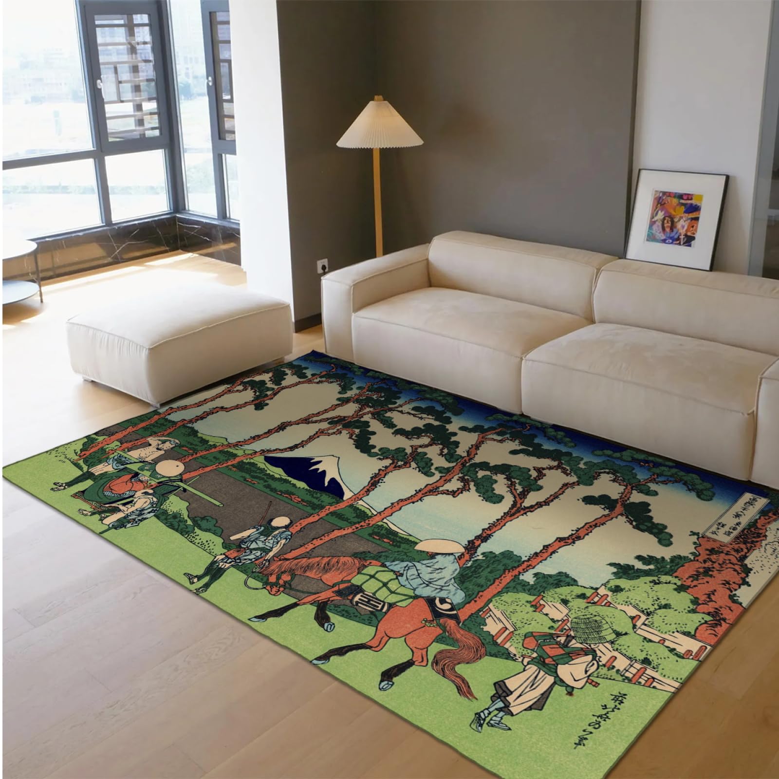 Tapis de style japonais fleurs et oiseau pour bureau de salon