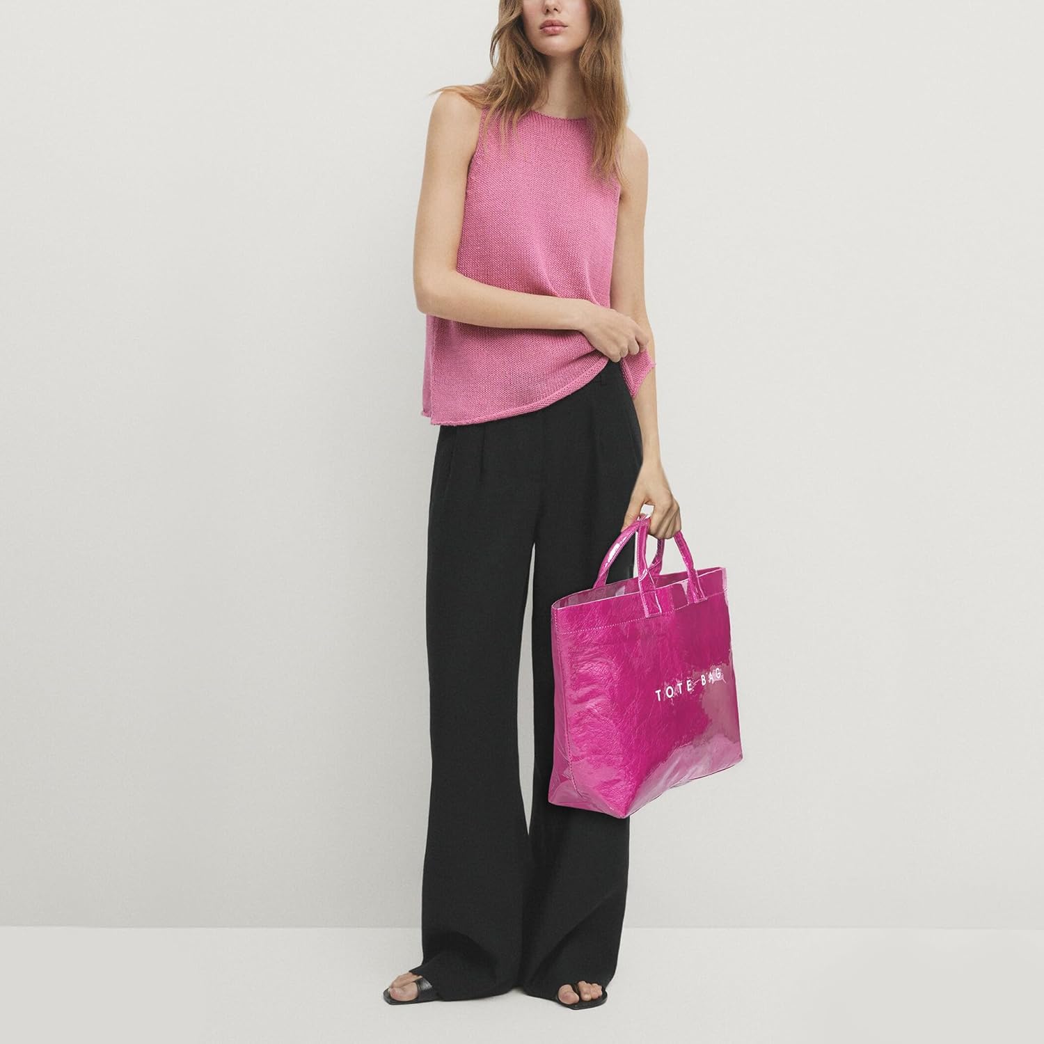 PVC Tote Bag for Women Plastic Tote Bag Letters Print Handbag Hobo Bags for Work Shopping Gift - Image 2