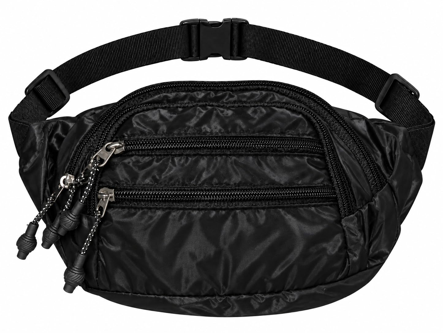 shiney waist bag for man & woman | travel handy hiking running pouch with zipper | adjustable strap fanny pack for documents money card phone earphone (black)