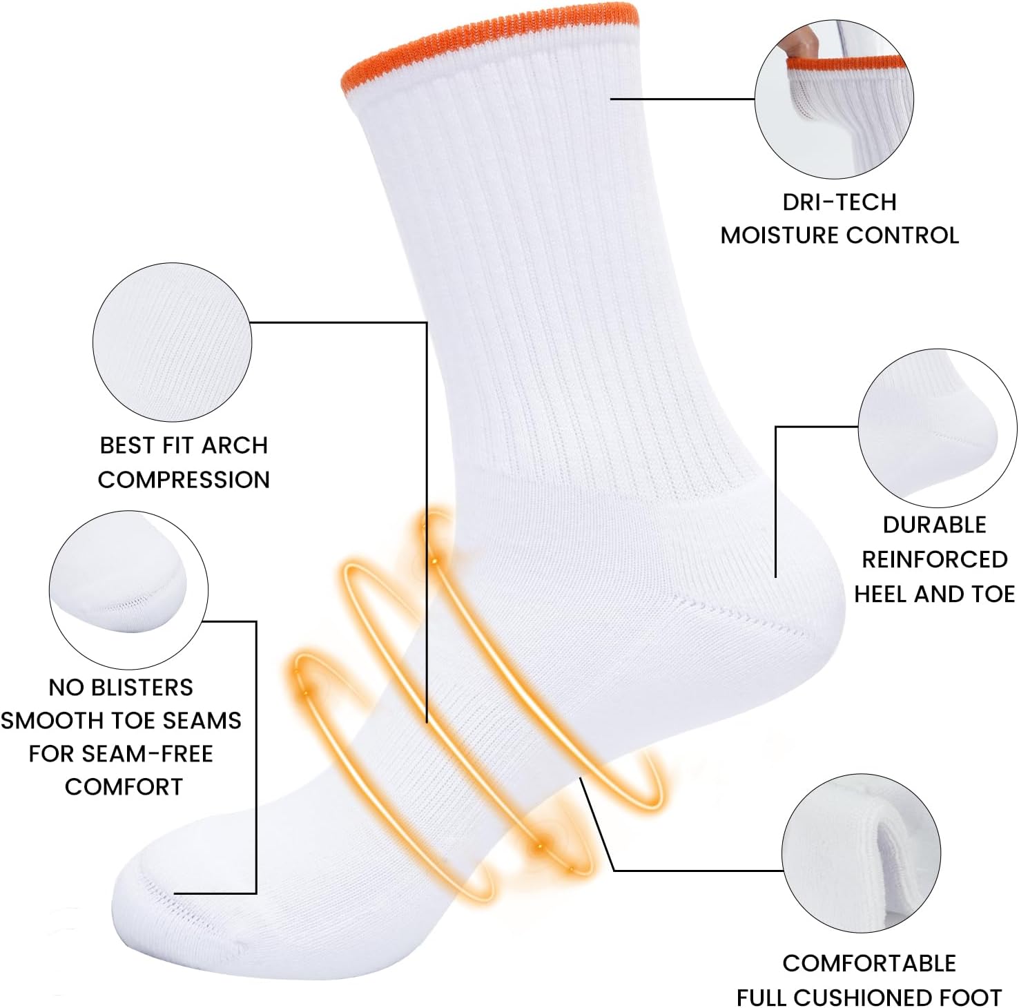 Sport Socks: Cushioned Athletic Socks for Men & Women, 3-Pair Pack for Running, Hiking, Basketball & Work - Image 3