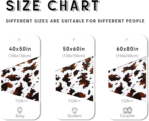 Miniatura 2 de Manta con estampado de vaca, manta de franela de forro polar, ligera, manta de viaje suave y cálida manta de felpa marrón, acogedora manta para