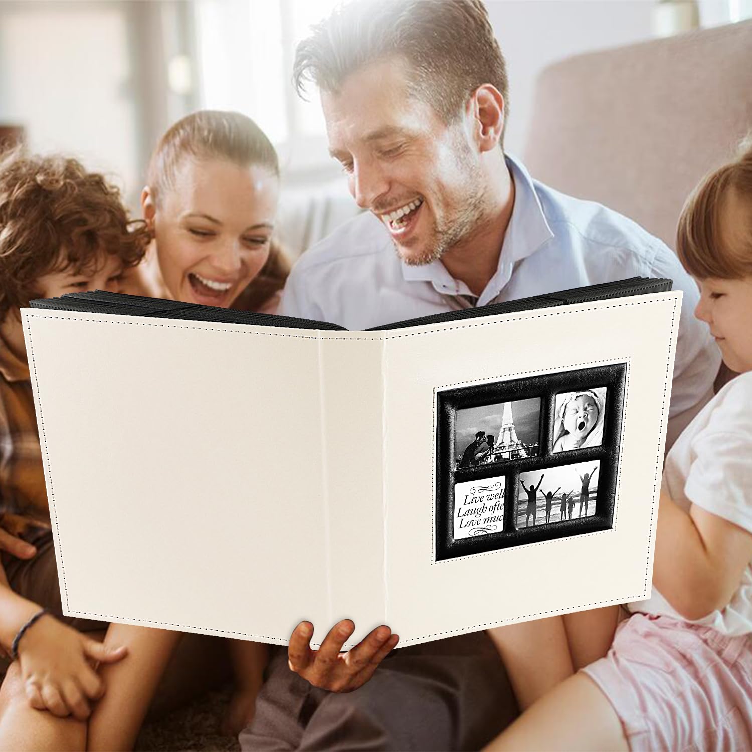 Ywlake Album Photo 10x15 1000 Pochette, Grand Geant Format Cuir Tissu Album pour Horizontal Vertical Photos Beige