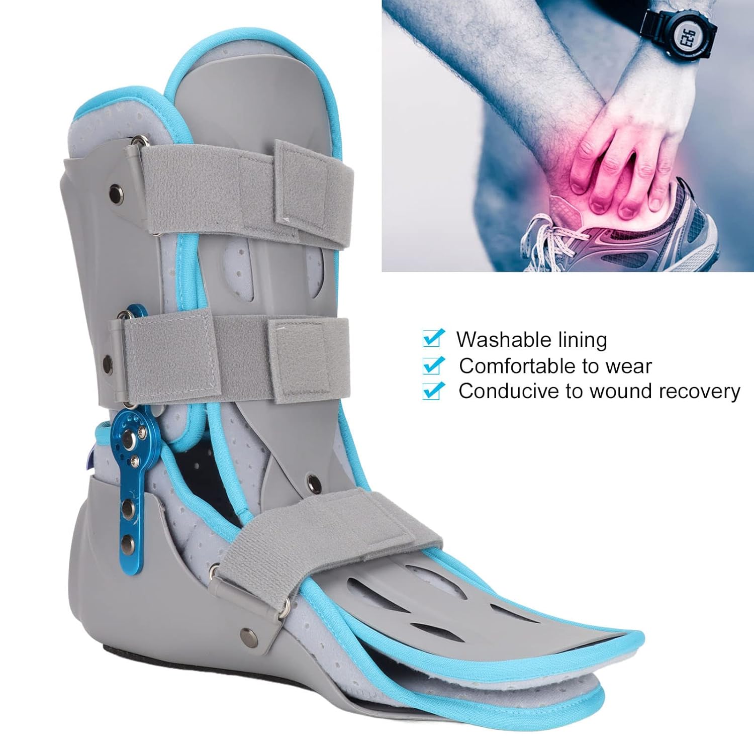 Walking Boot for Sprained Ankle, Ankle Support Stabilizer Brace Adjustable Angle 360 Protection Breathable Foot Drop Fixation Splint Brace Leg Support Brace Fits Right or Left Foot(Left Foot)
