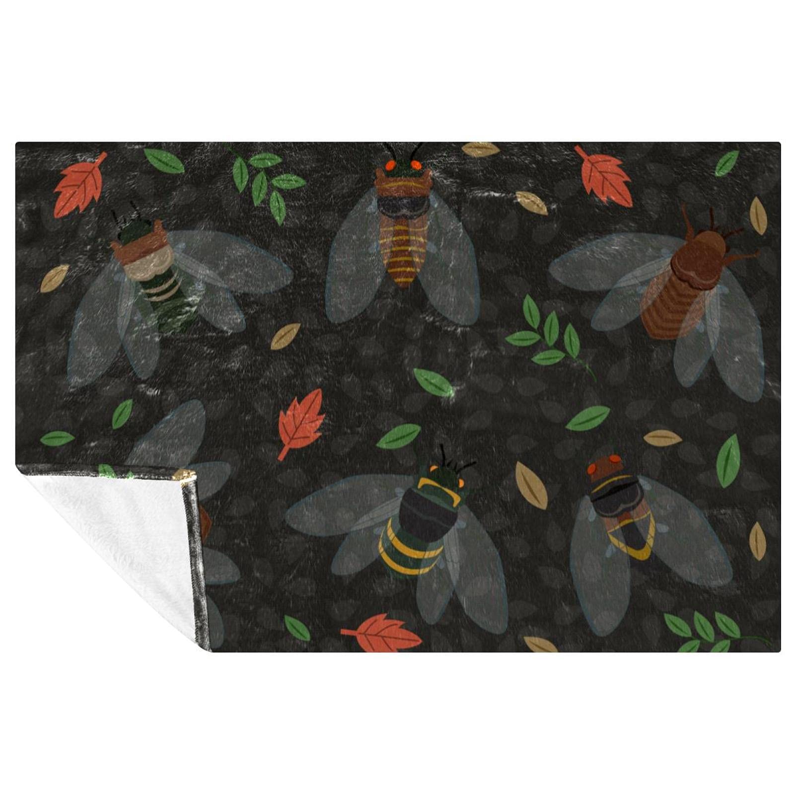 Couverture douce chaude motif cigale coloré plaid canapé camping