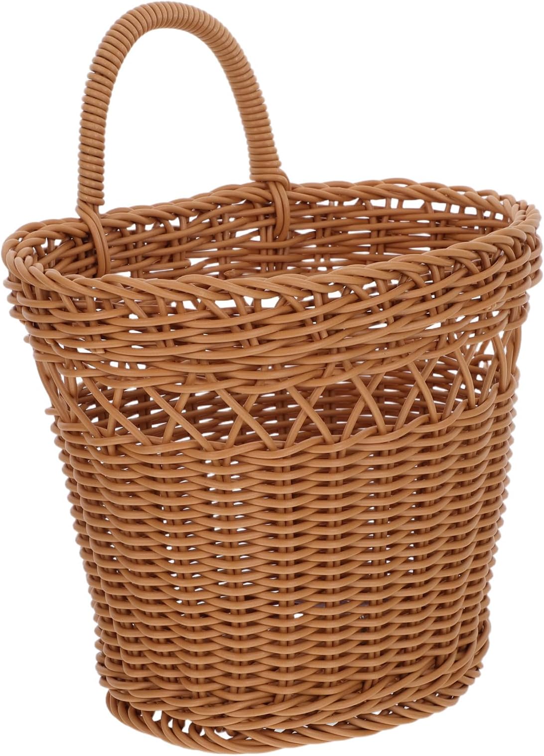 ARTIBETTER Hand-woven Brown Wicker Kitchen Hanging Basket for Vegetable Storage, Wall-mounted Garlic and Ginger Organizer, Small Space-saving Storage Bin for Home and Kitchen