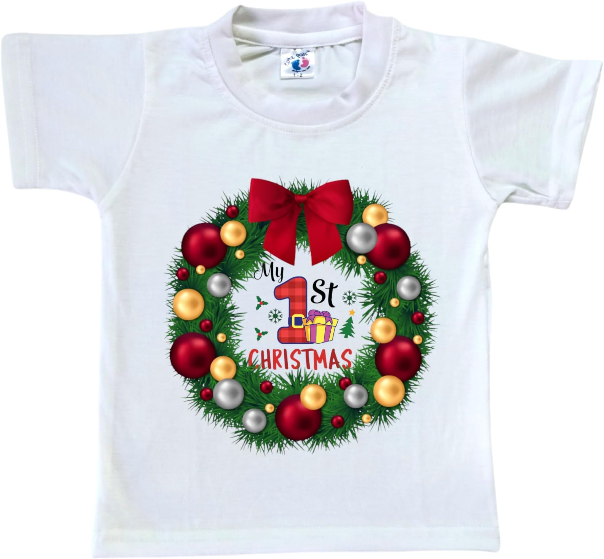 Cute PalsMy First Merry Christmas Santa Claus T-Shirt Onesie Dress for Newborn Baby Boys Girls Kids D2