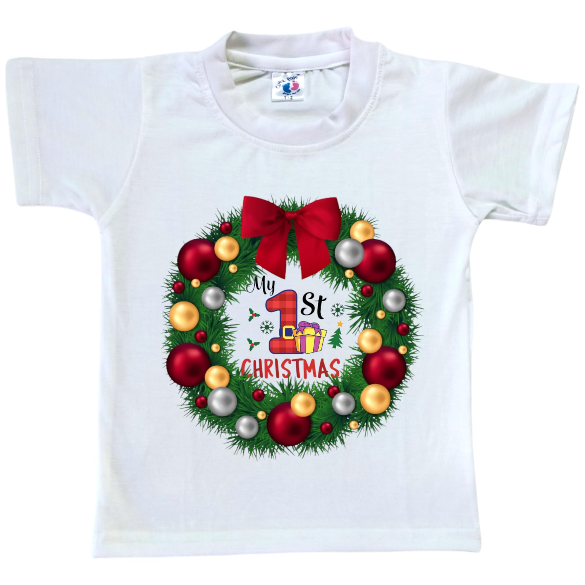 Cute PalsMy First Merry Christmas Santa Claus T-Shirt Onesie Dress for Newborn Baby Boys Girls Kids D2