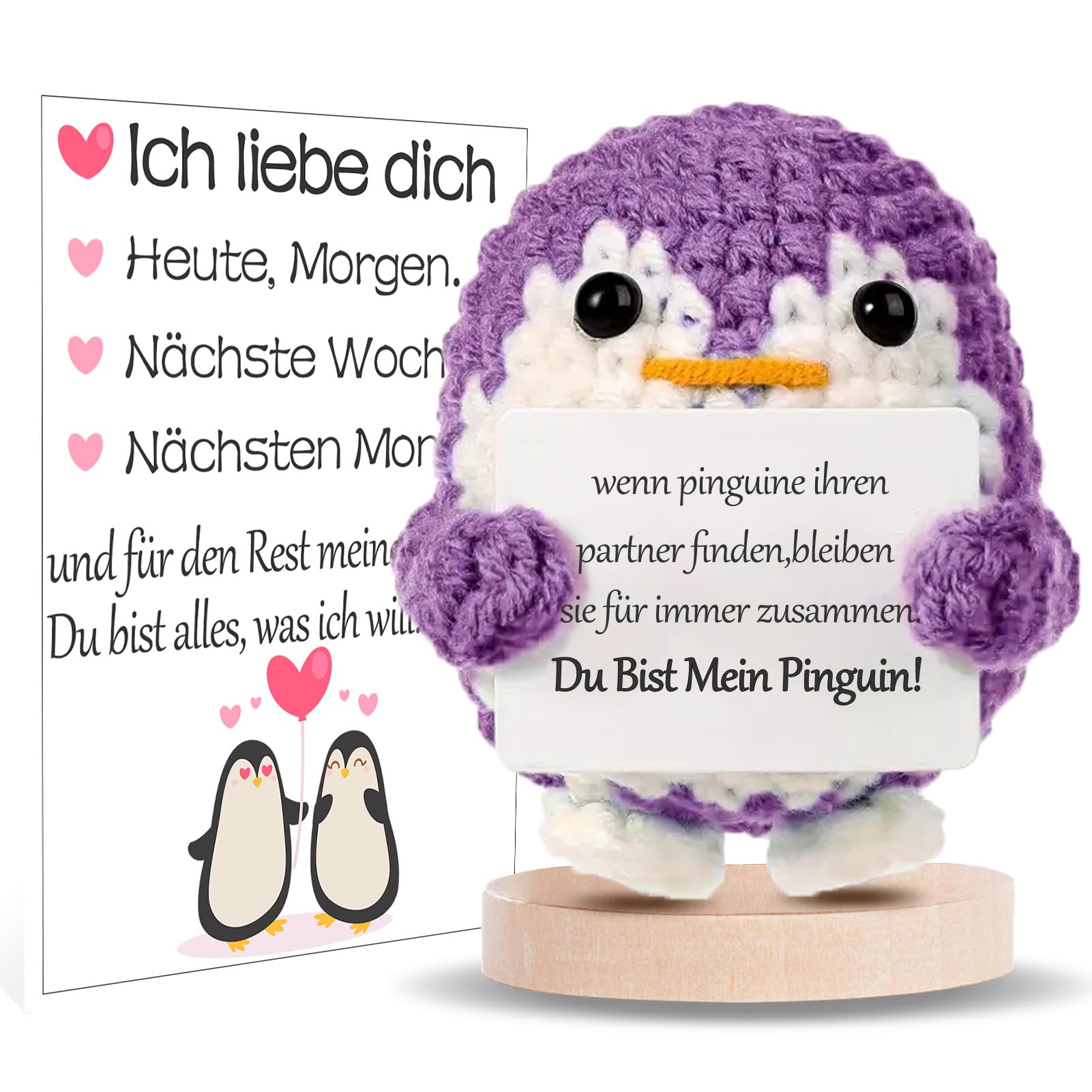 BOAITE Ich Liebe Dich Geschenke für Frauen Männer, Geschenk für Paar- Gestrickter Pinguin, Partner Geschenke, Hochzeitstag, Jahrestag für Sie Ihn, Liebes Geschenk für Ihn Sie