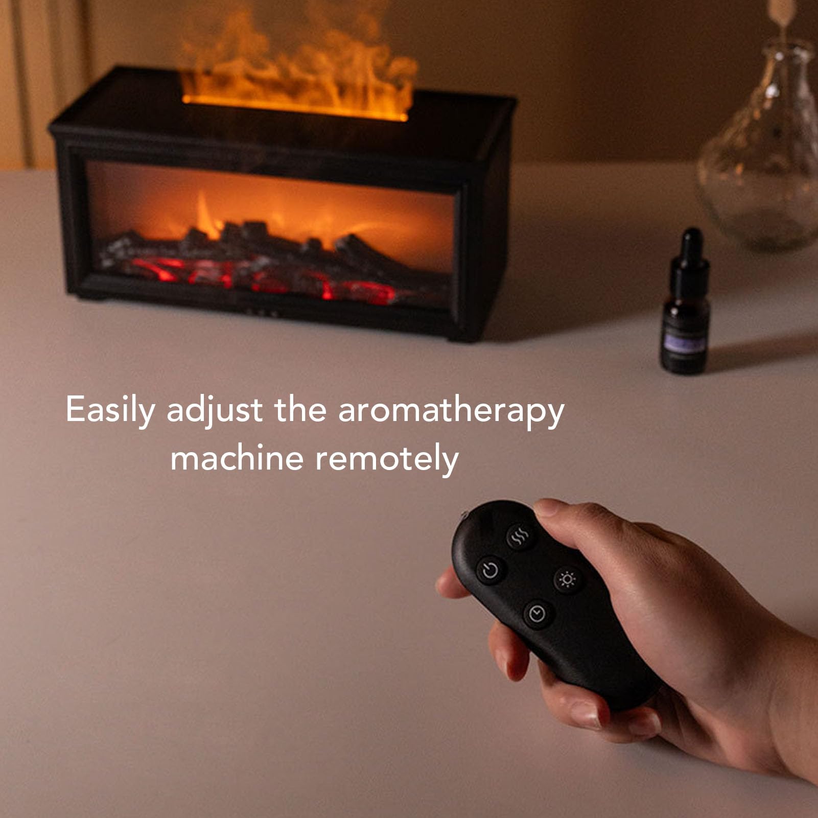 Diffusore per Aromaterapia a, Diffusore di Oli Essenziali per Camino Ad Ultrasuoni da 280 Ml con Telecomando, Luce a 7 Colori, Spegnimento Automatico Silenzioso, per Camera da Letto di