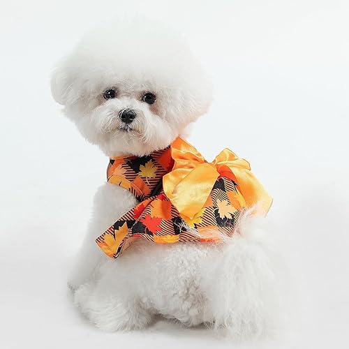 Miniatura 148 de PUPTECK Vestido de Navidad para perro, disfraz de cachorro, ropa para perros pequeños con falda de lazo, pijama Rojo (Navidad)