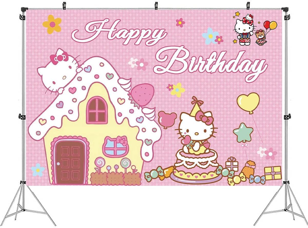 Hello Kitty Photography Background Hello Kitty Background Birthday Party Decorations Hello Kitty Photo Backdrop Banner Hello Kitty Background Photo Shoot Backdrop for Kids 150 x 100 cm
