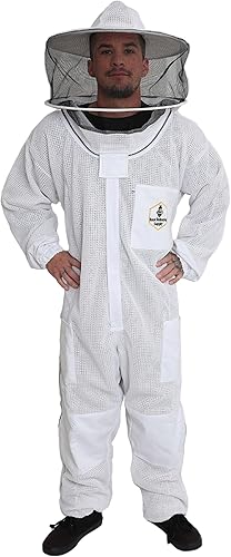 FOREST BEEKEEPING SUPPLY Traje de abeja ventilado premium con capucha redonda para apicultores Metal Latón Zippers Hive Tool Pocket